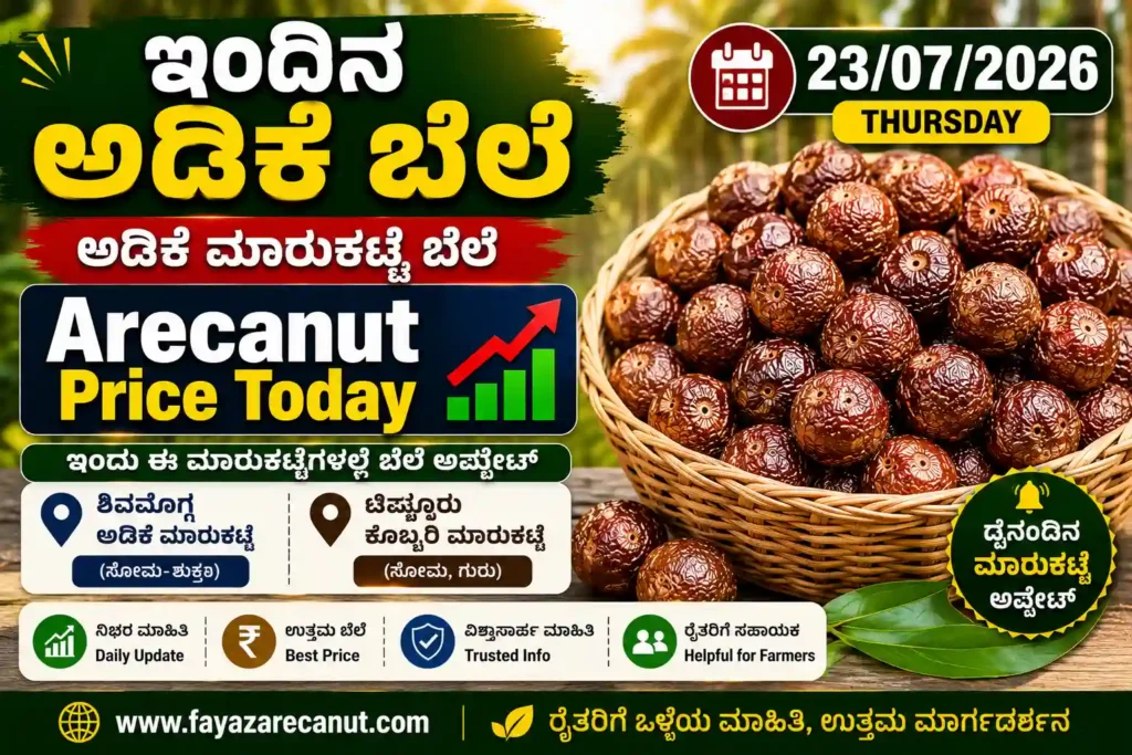 Arecanut Price Today 23 July 2026 | Shivamogga Adike & Tiptur Copra Tender Market Update | ಇಂದಿನ ಅಡಿಕೆ ಬೆಲೆ 1 Arecanut Price Today 23 July 2026