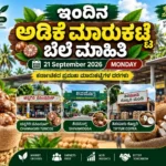 Karnataka Arecanut Market Price Today 21 September 2026 | Shivamogga Channagiri Karnataka arecanut market update featuring Channagiri TUMCOS, Shivamogga APMC and Tiptur Copra market.